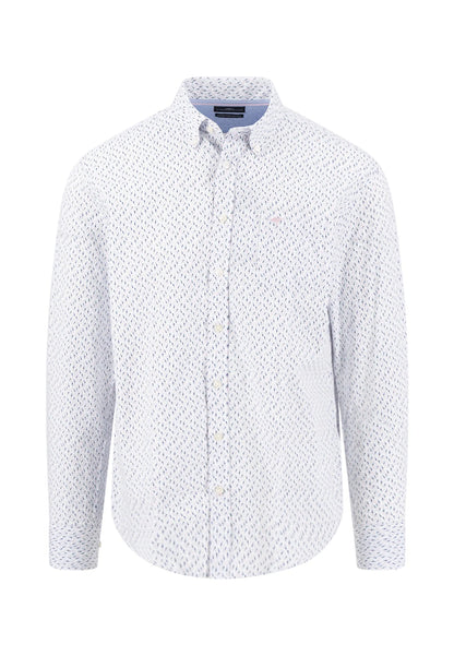 Fynch Hatton Long Sleeve Cotton Print Shirt - Magnolia