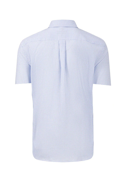 Fynch Hatton Short Sleeve Oxford Shirt - Blue Check