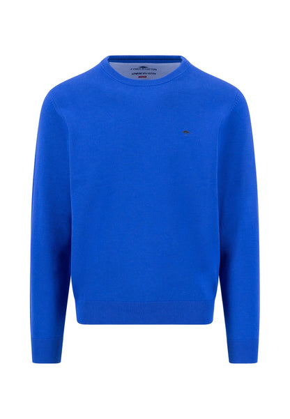 Fynch Hatton Fine Knit Crew Neck Jumper - Cobalt