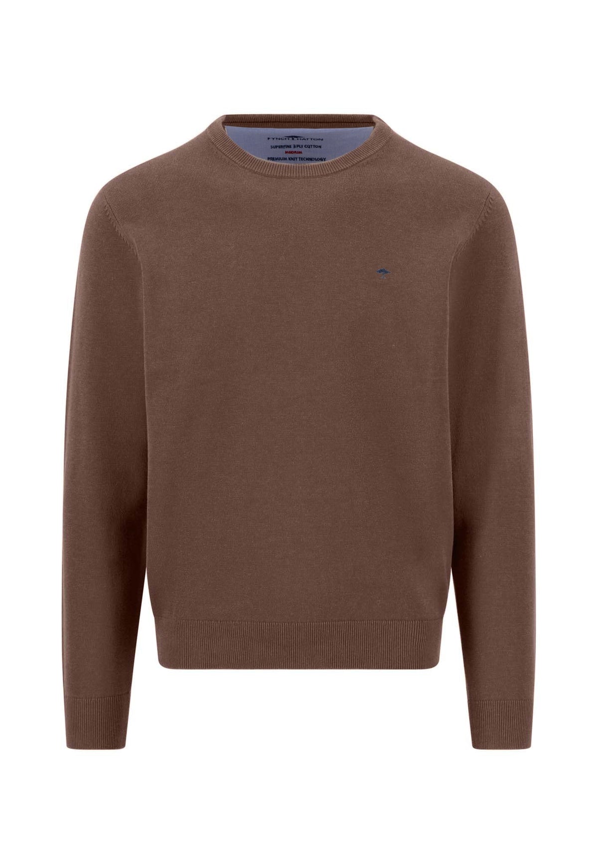 Fynch Hatton Round Neck Jumper-Dark Chocolate