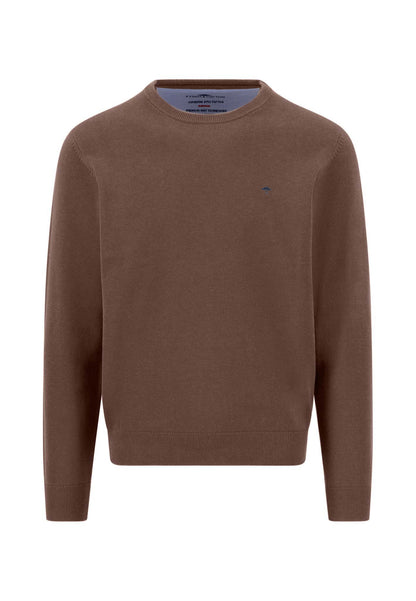 Fynch Hatton Round Neck Jumper-Dark Chocolate