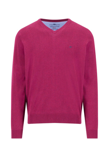 Fynch Hatton V-Neck Superfine Knit -Grape