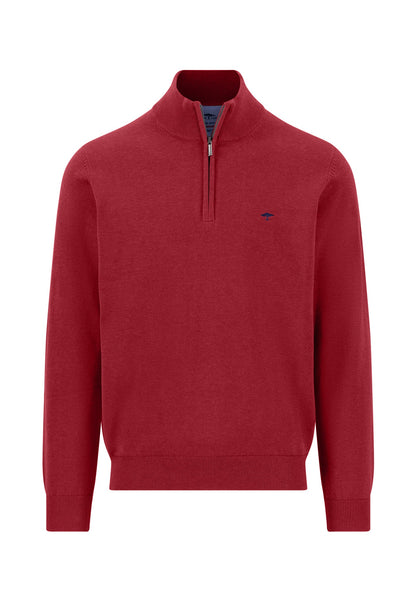 Fynch Hatton Troyer Zip Jumper - Red Brick