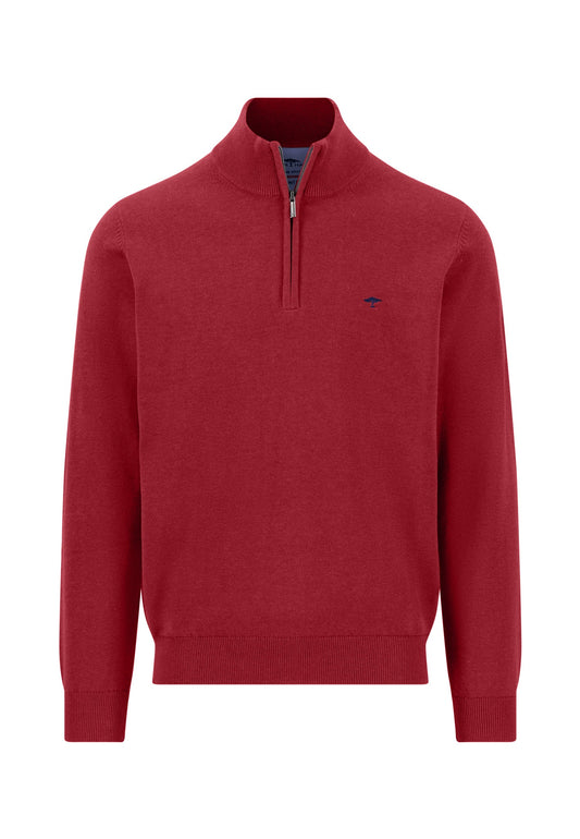 Fynch Hatton Troyer Zip Jumper - Red Brick