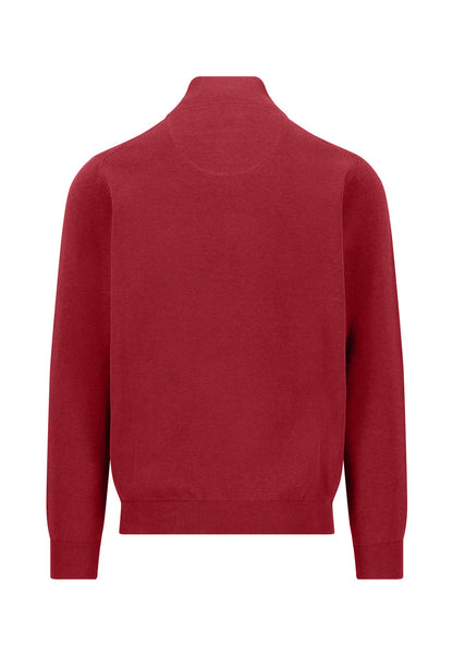 Fynch Hatton Troyer Zip Jumper - Red Brick