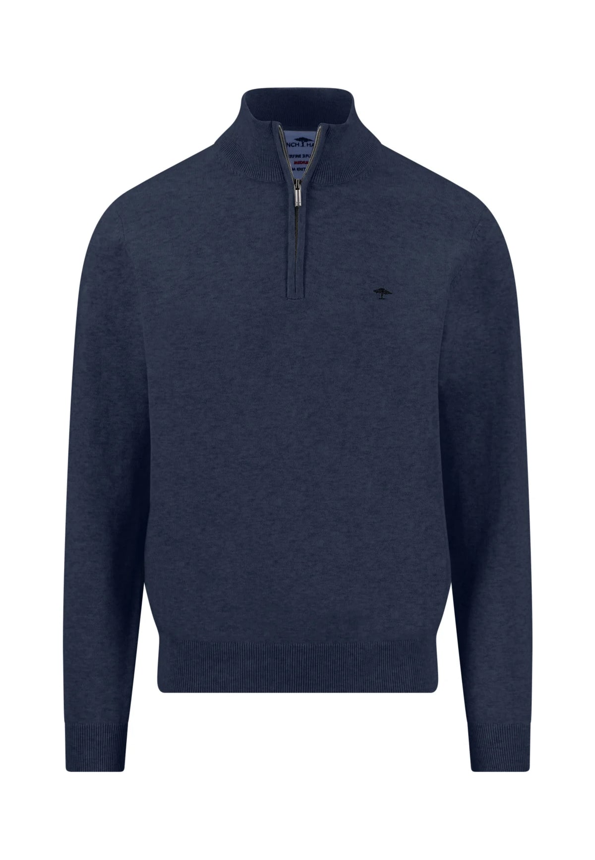 Fynch Hatton Troyer Zip Jumper - Ink Blue