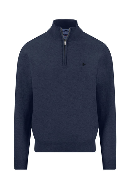 Fynch Hatton Troyer Zip Jumper - Ink Blue