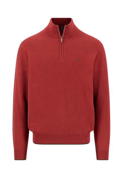 Fynch Hatton Troyer Zip Structure Jumper - Brick