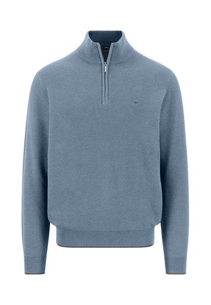 Fynch Hatton Troyer Zip Structure Jumper - Air Blue