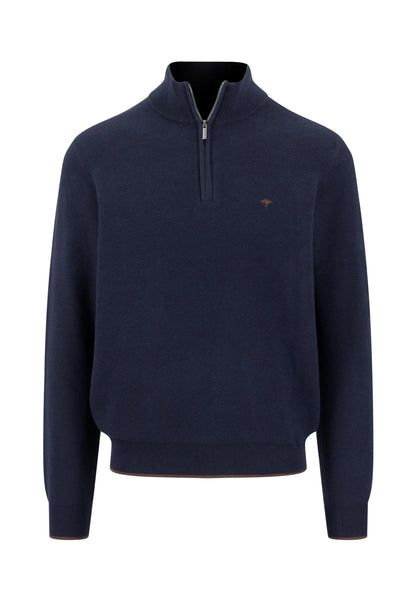 Fynch Hatton Troyer Zip Structure Jumper - Navy