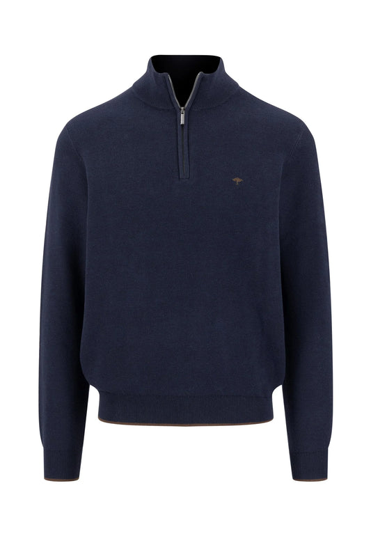 Fynch Hatton Troyer Zip Structure Jumper - Navy
