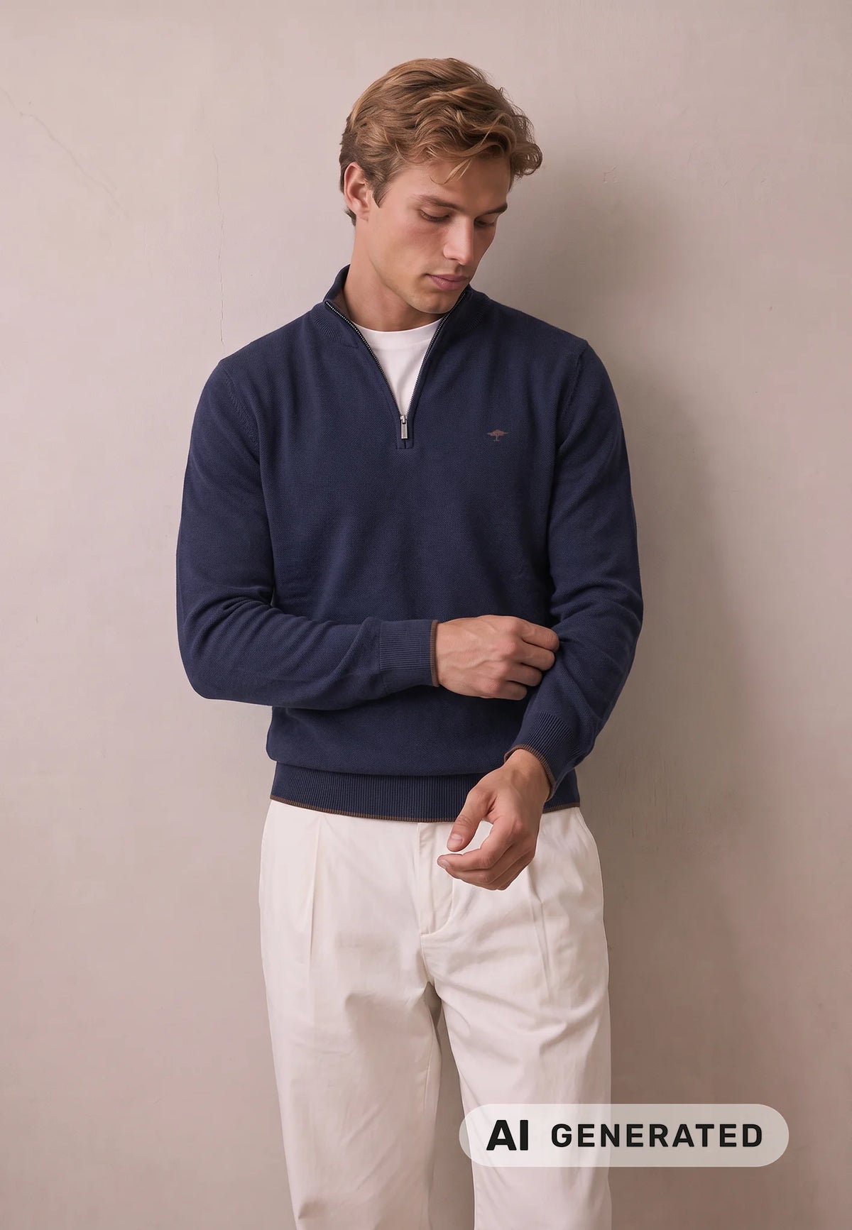 Fynch Hatton Troyer Zip Structure Jumper - Navy