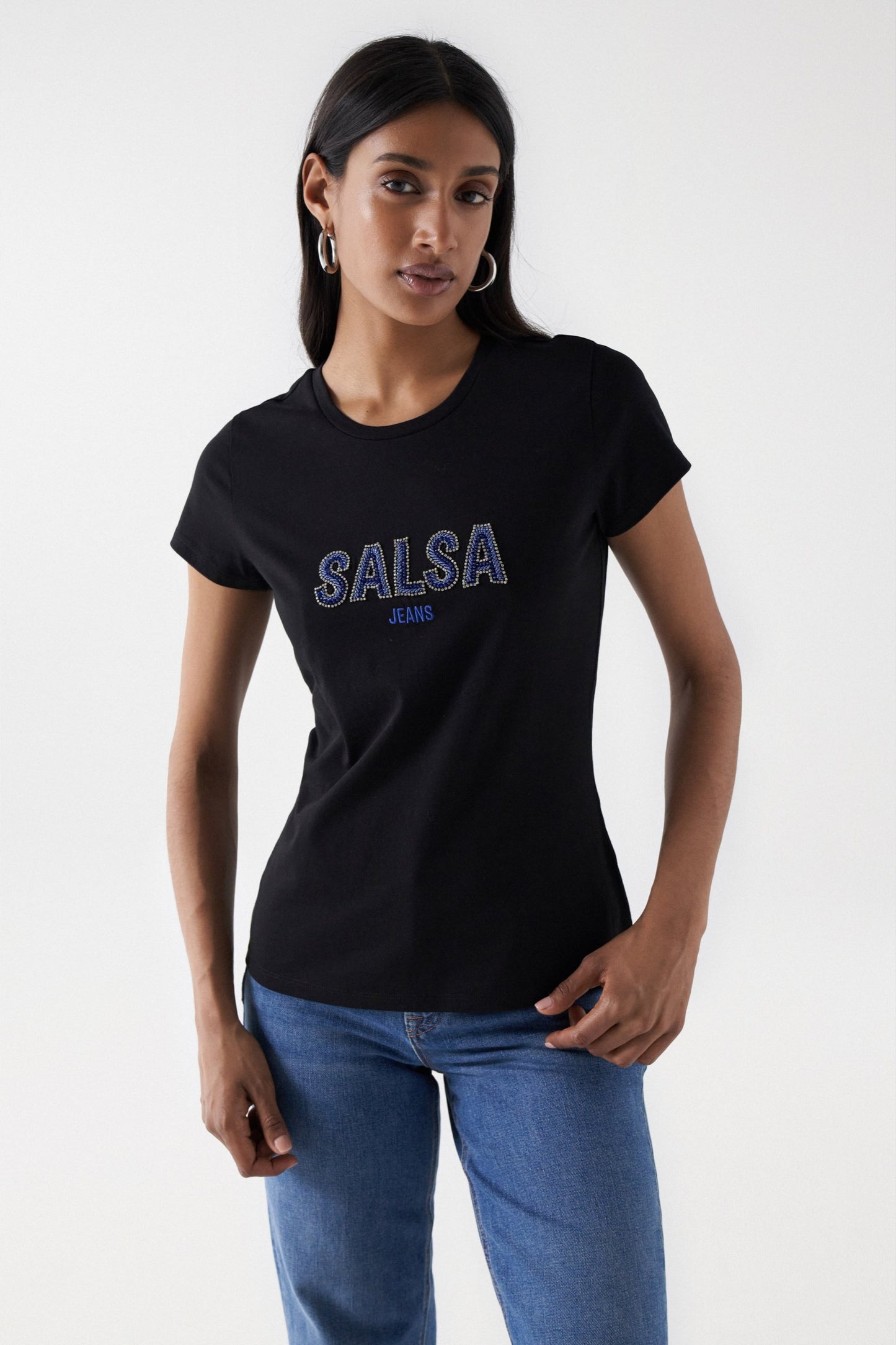 Salsa Logo Beaded Tee - Black