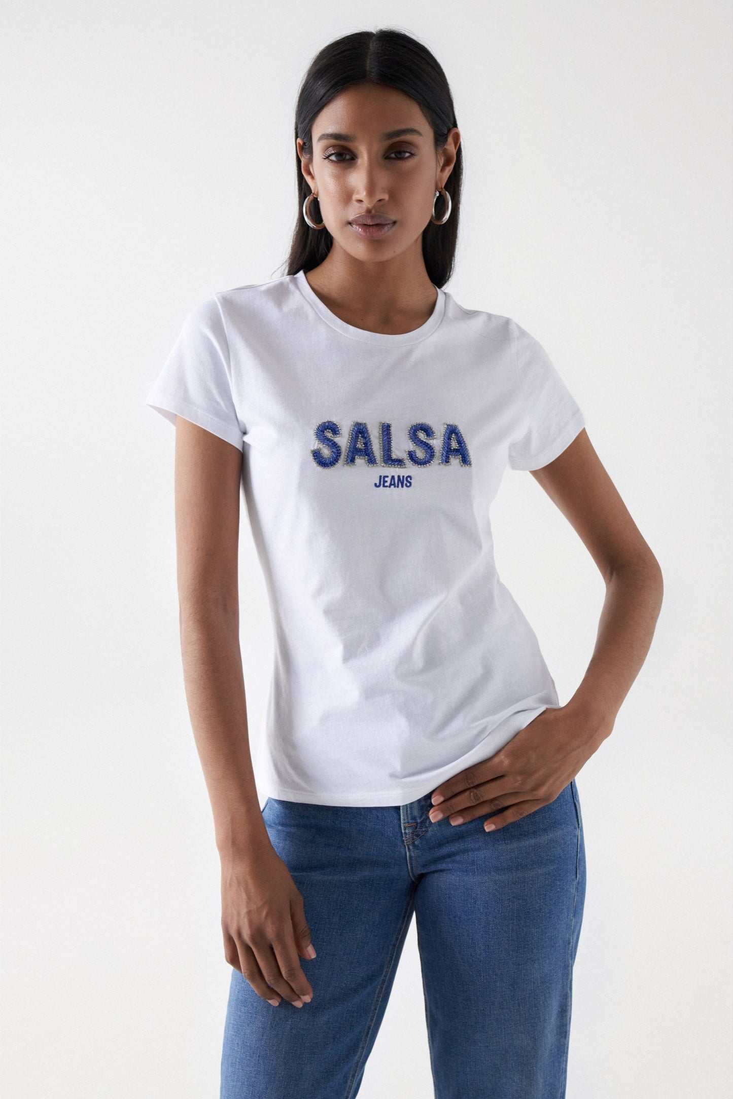 Salsa Logo Beaded Tee - White