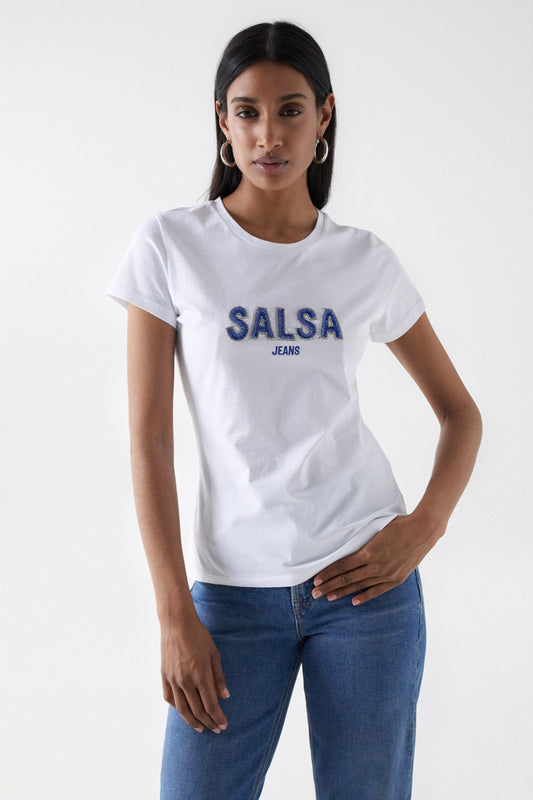 Salsa Logo Beaded Tee - White