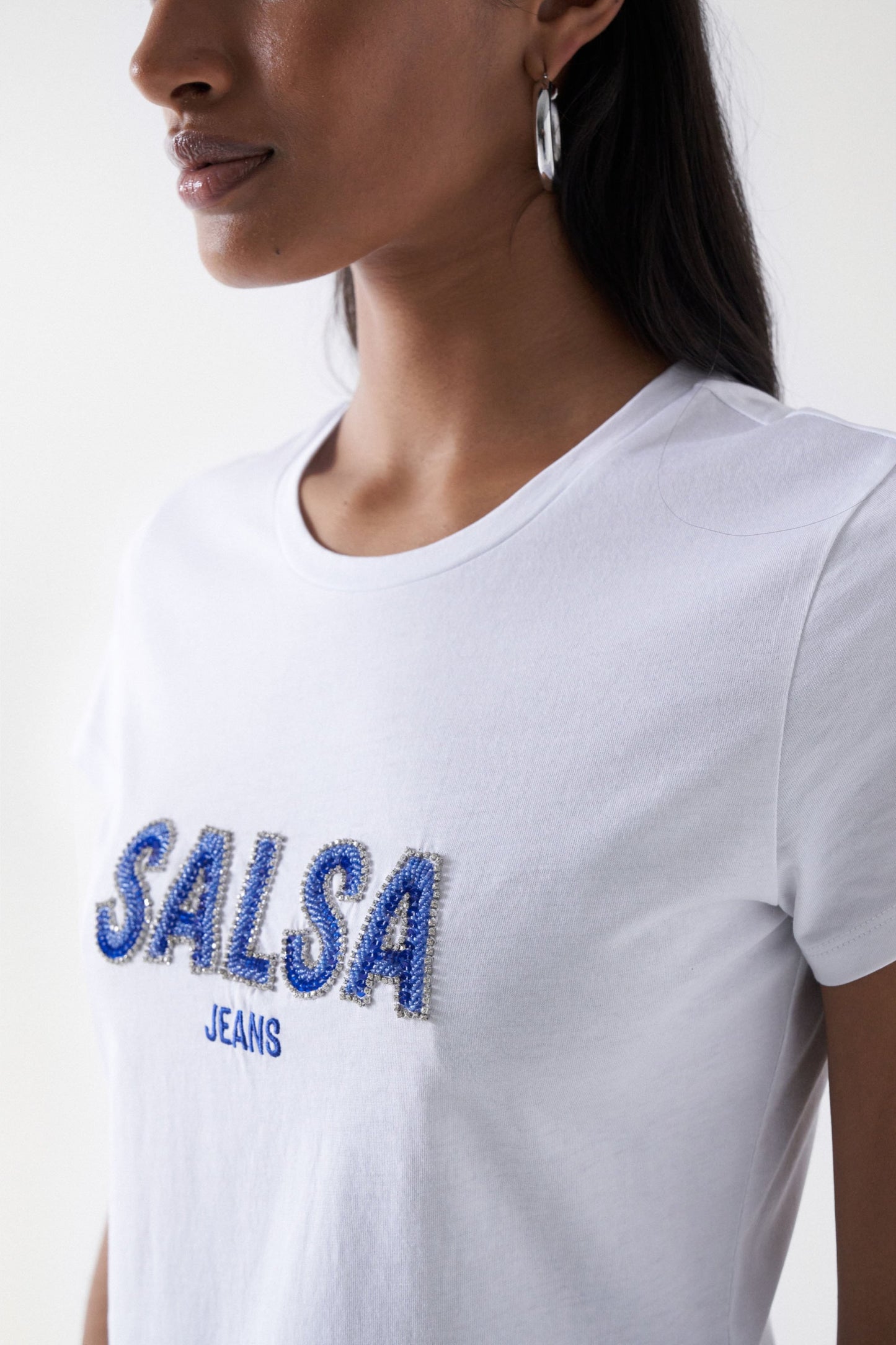 Salsa Logo Beaded Tee - White