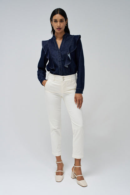 Salsa Secret Chino Push In Cropped Slim - Cream