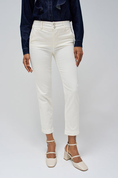 Salsa Secret Chino Push In Cropped Slim - Cream