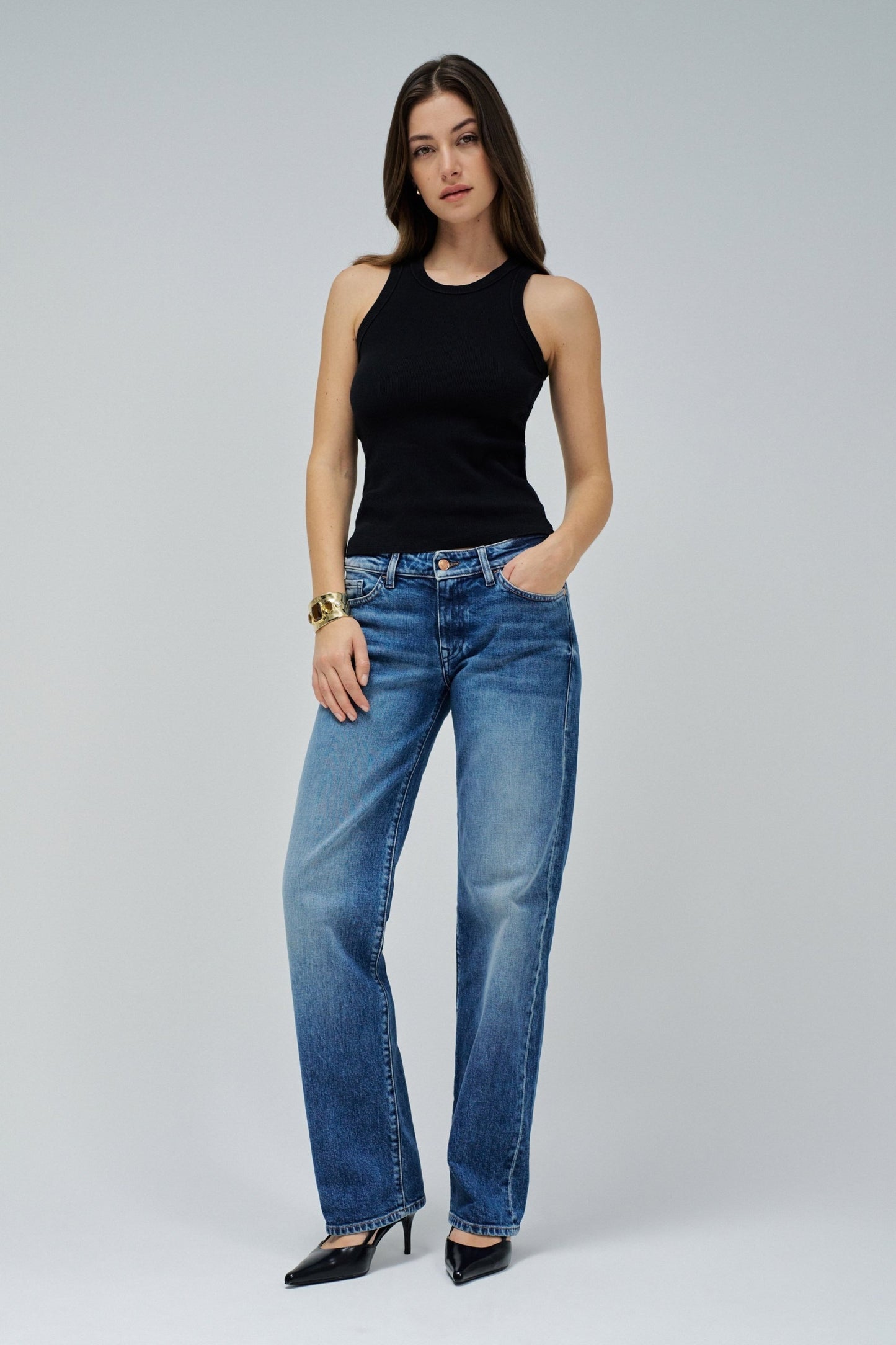 Salsa Low Rise Straight Jean - Blue Wash