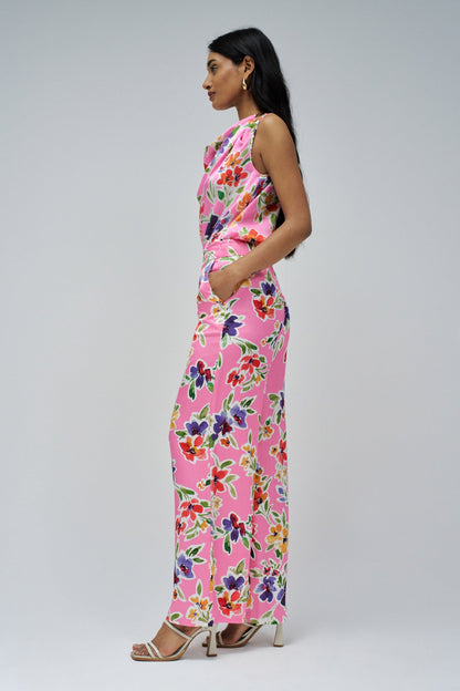 Salsa High Rise Floral Pants - Pink