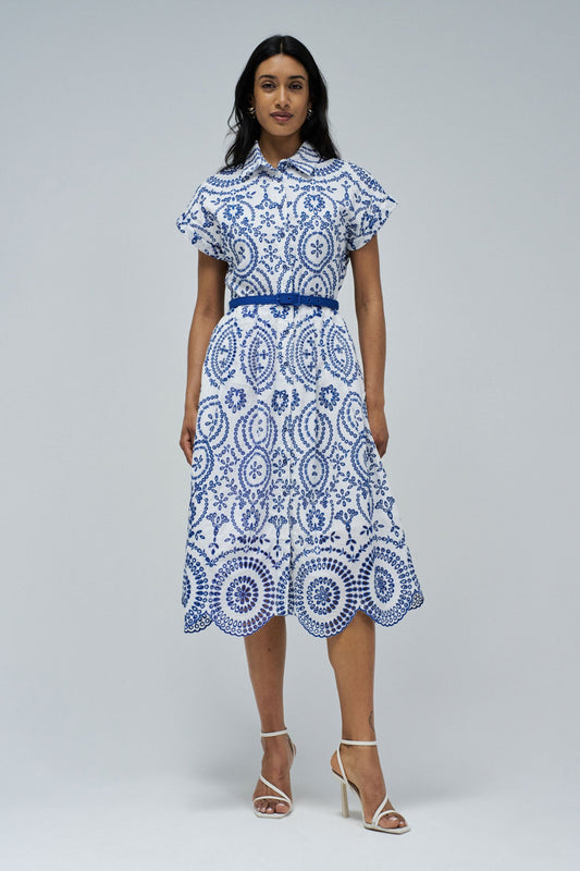 Salsa Embroidery Midi Dress - Blue