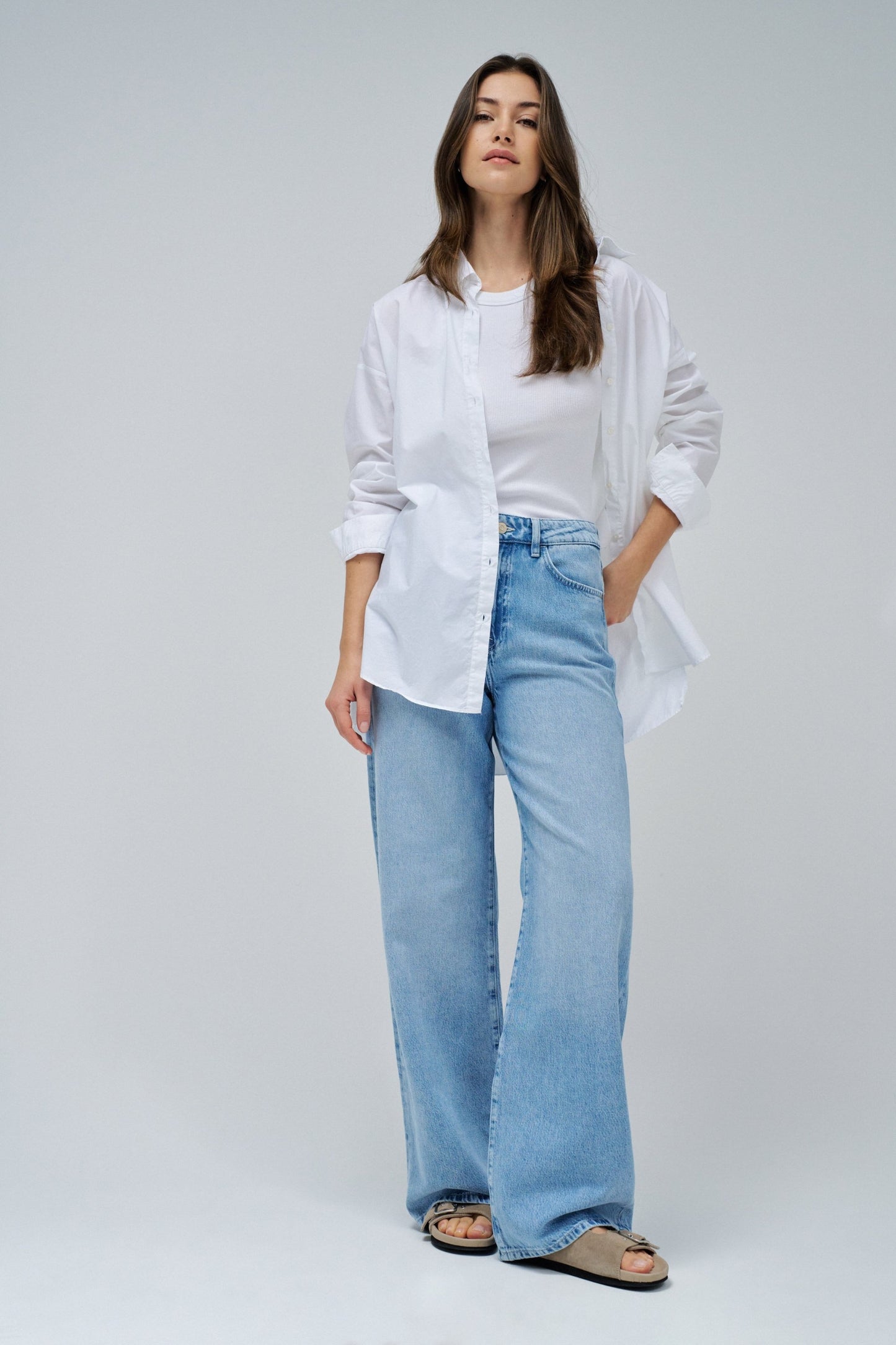 Salsa High Rise Wide Leg Jeans - Light Wash