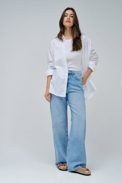 Salsa High Rise Wide Leg Jeans - Light Wash