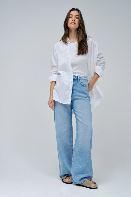 Salsa High Rise Wide Leg Jeans - Light Wash