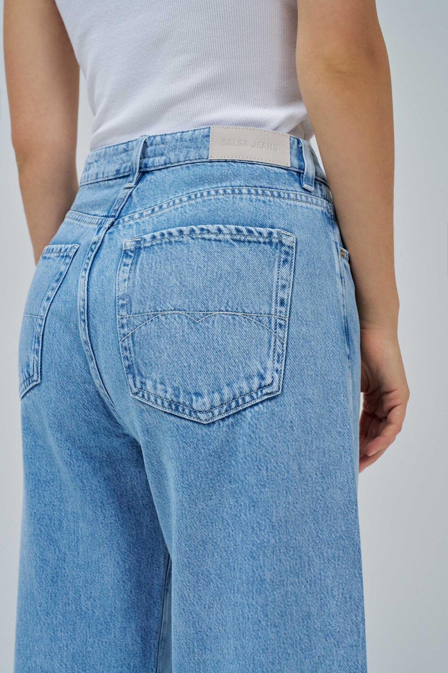 Salsa High Rise Wide Leg Jeans - Light Wash