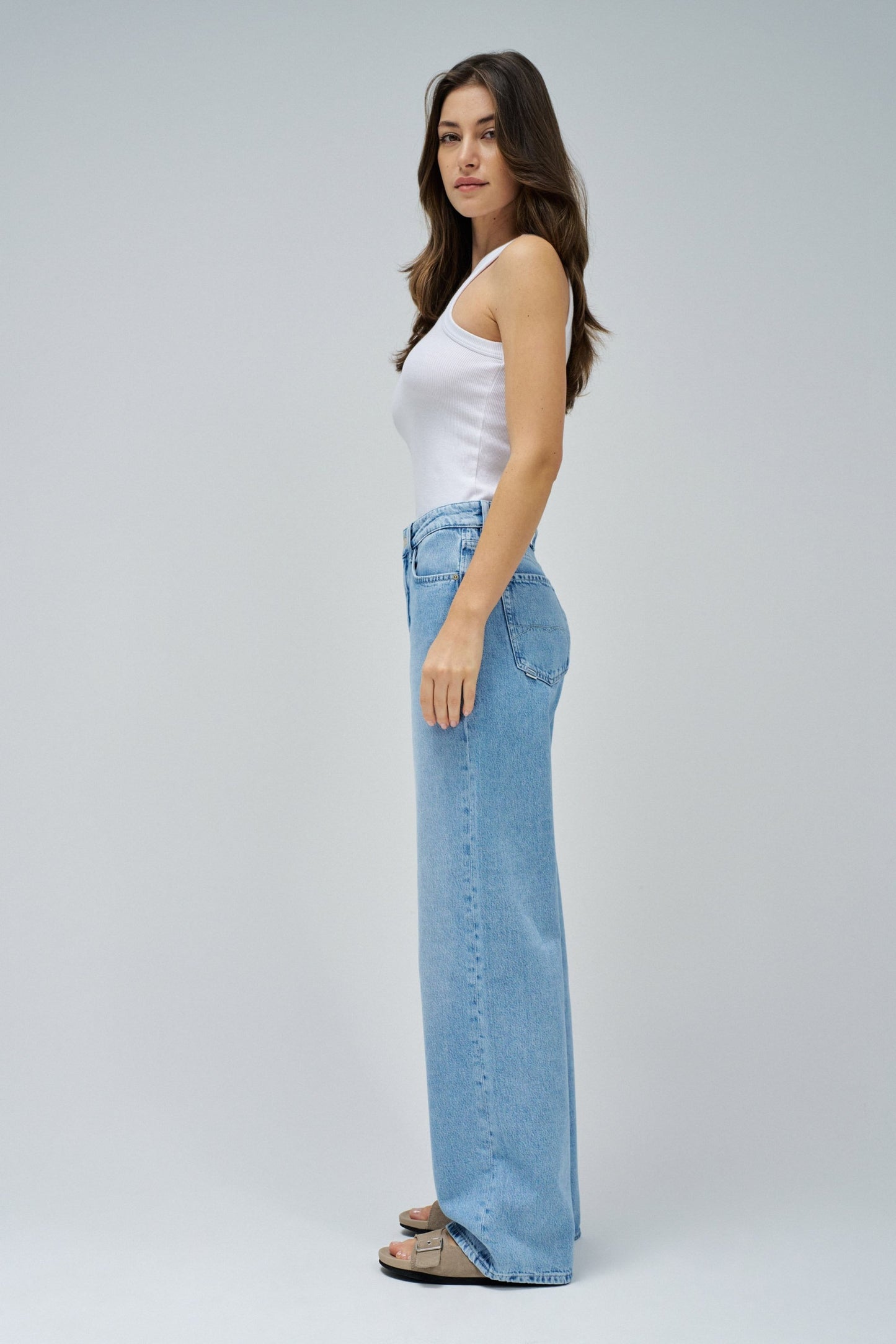 Salsa High Rise Wide Leg Jeans - Light Wash