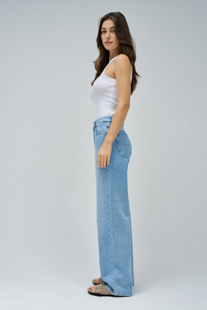 Salsa High Rise Wide Leg Jeans - Light Wash
