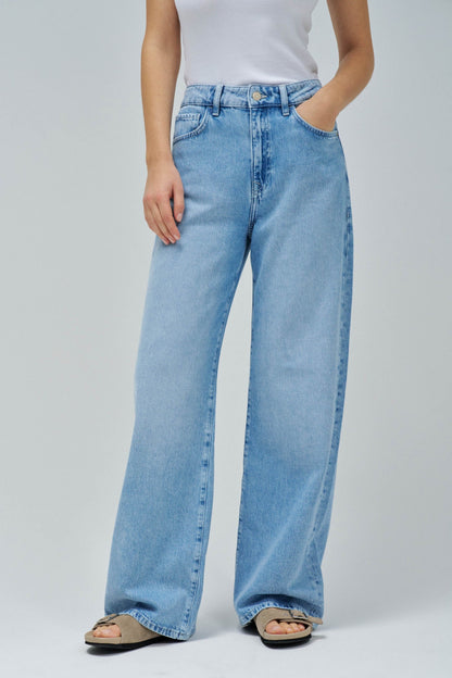Salsa High Rise Wide Leg Jeans - Light Wash