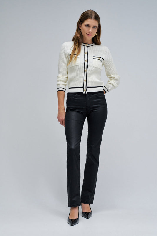 Salsa  Coated Push In Medium Rise Straight Leg Jean - Black