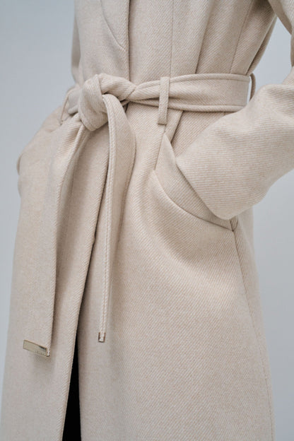 Salsa Grace Long Woolen Coat - Cream