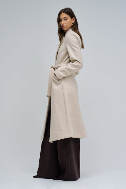 Salsa Grace Long Woolen Coat - Cream