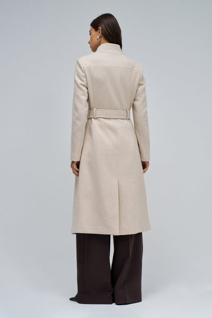 Salsa Grace Long Woolen Coat - Cream