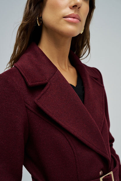 Salsa Fur Collar Coat - Burgundy