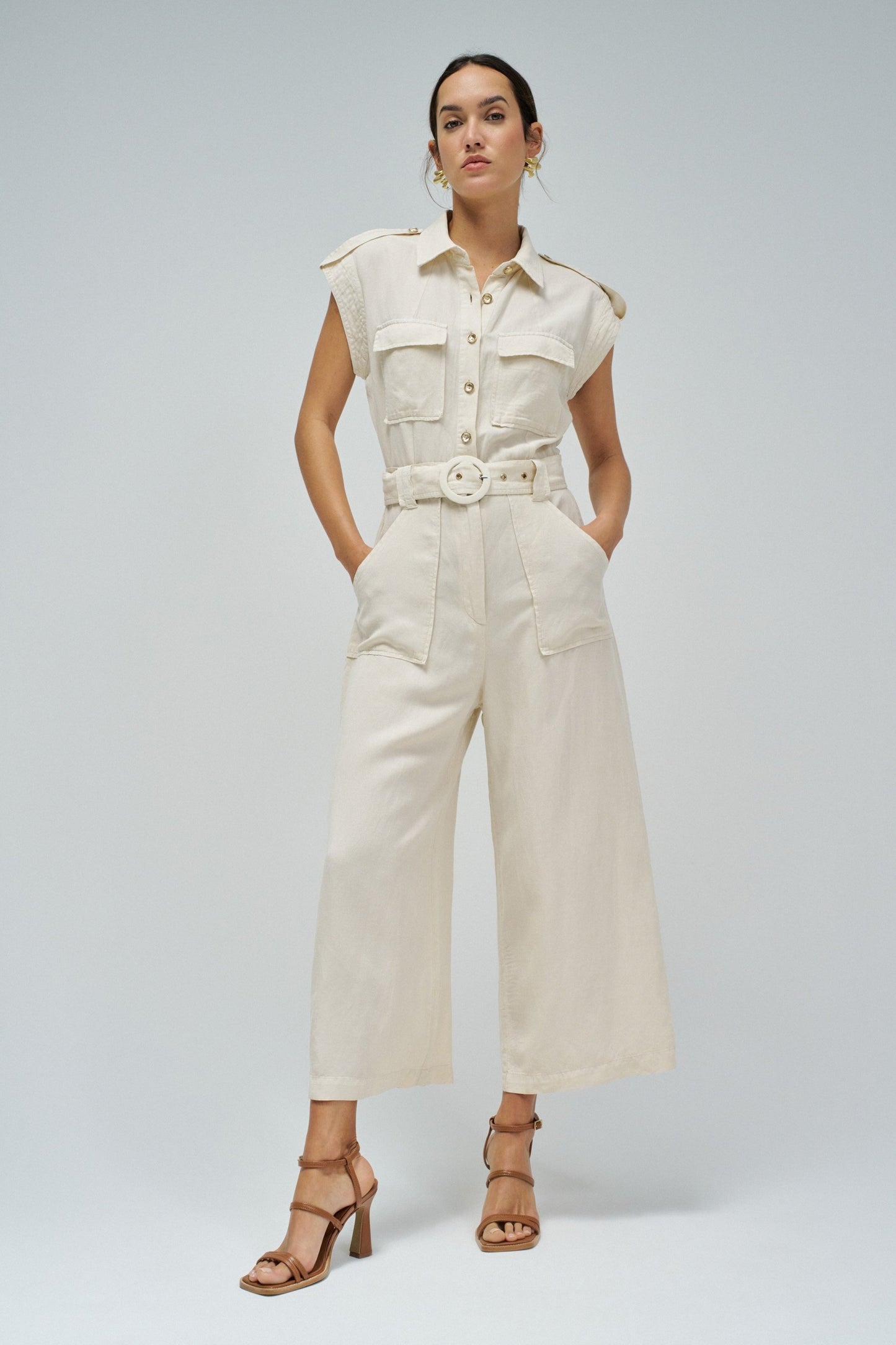 Salsa Light Denim Jumpsuit - Cream