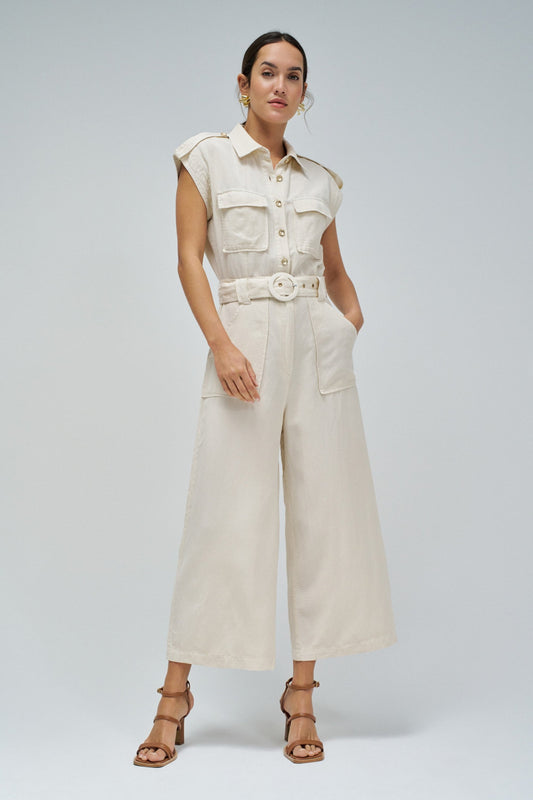 Salsa Light Denim Jumpsuit - Cream