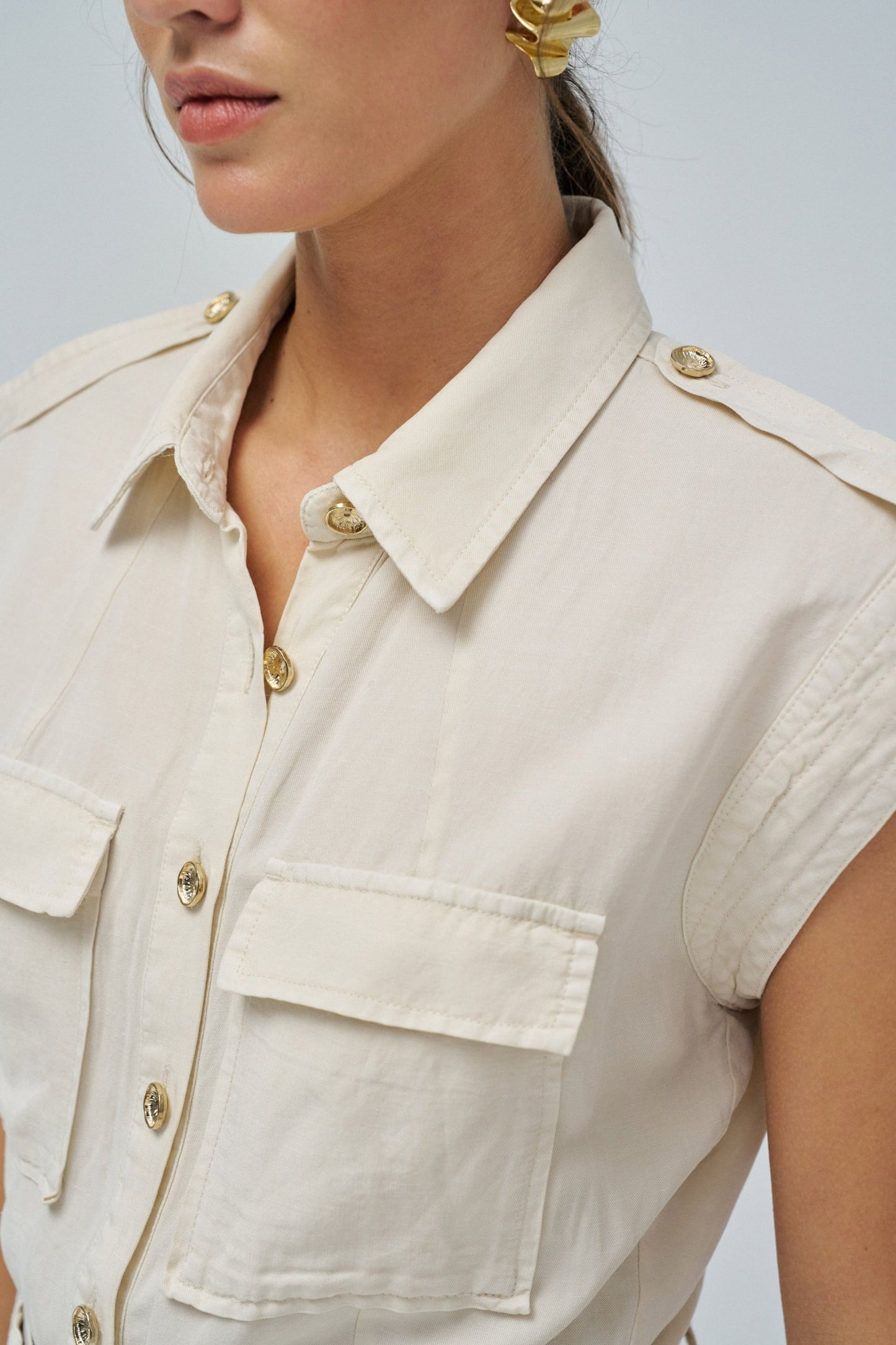 Salsa Light Denim Jumpsuit - Cream