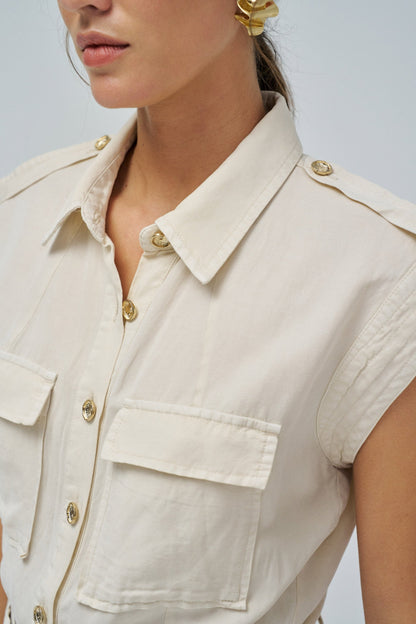 Salsa Light Denim Jumpsuit - Cream