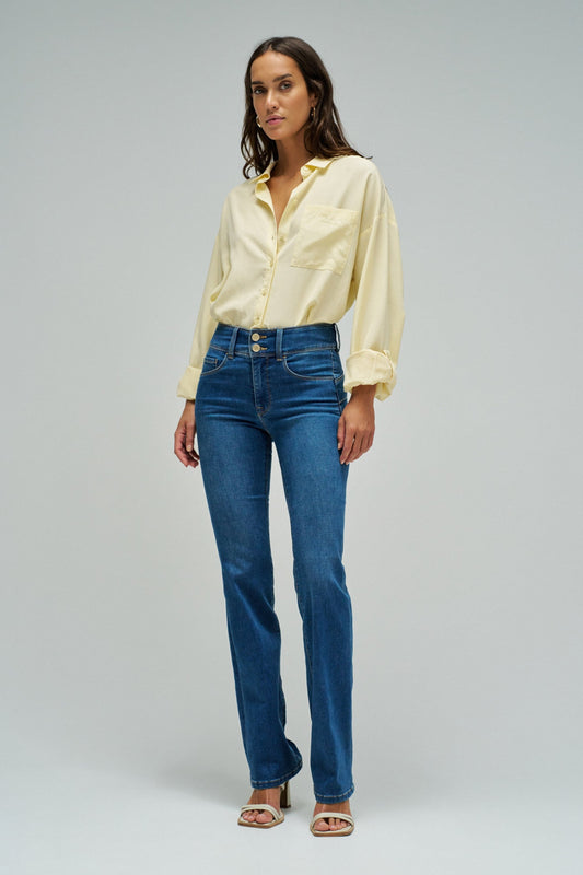 Salsa Jeans Push In Medium Rise Boot Cut Leg Jean - Blue