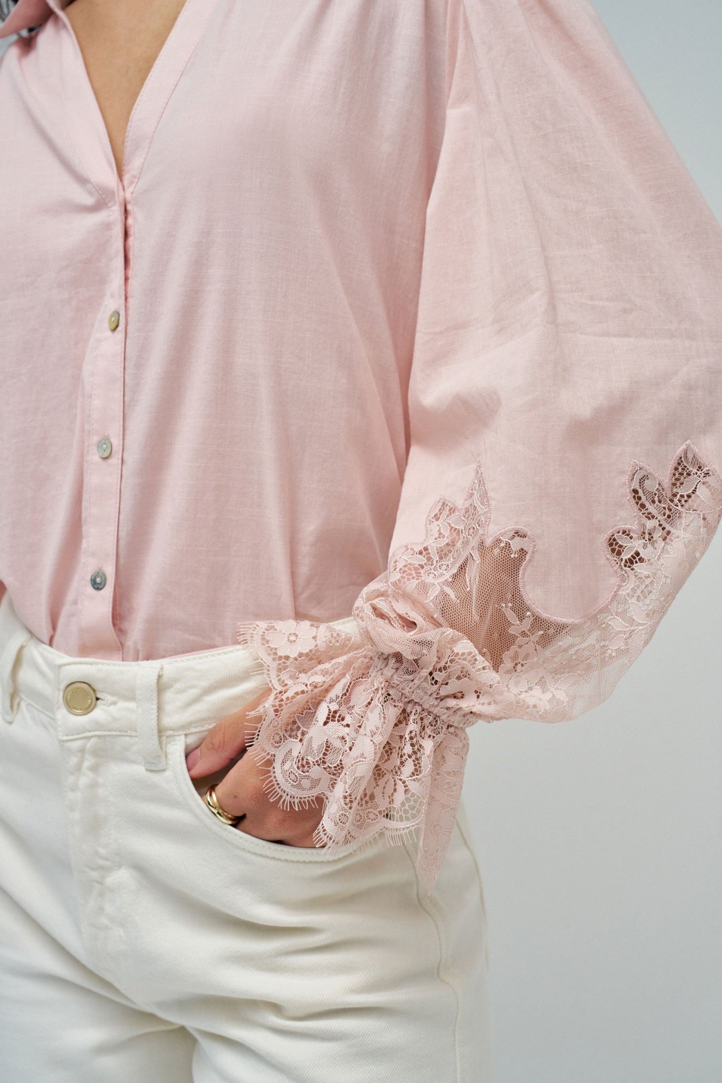 Salsa Jeans Lace Detail Blouse - Pink