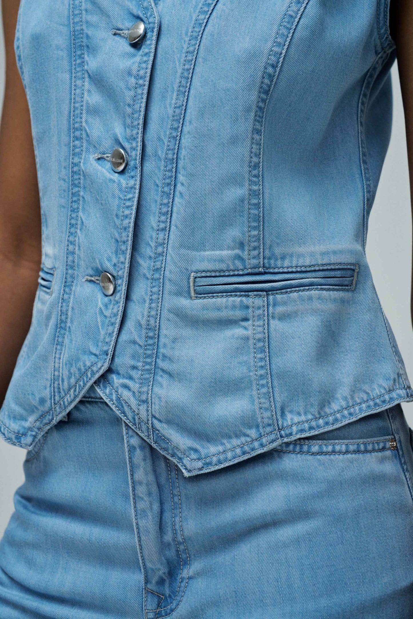 Salsa Denim Waistcoat - Light Blue