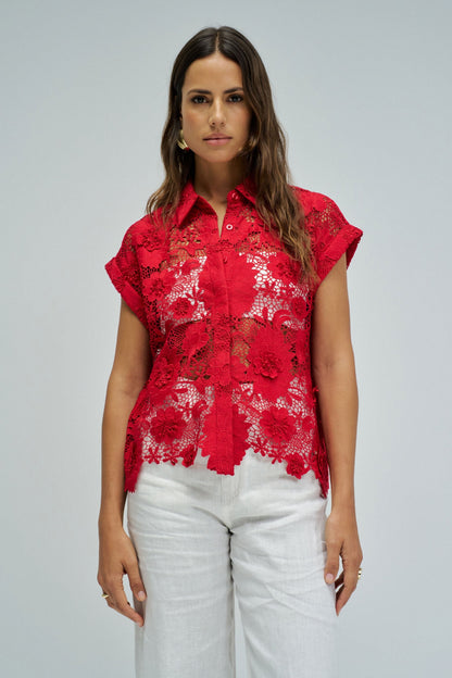 Salsa Jeans Lace Top - Red