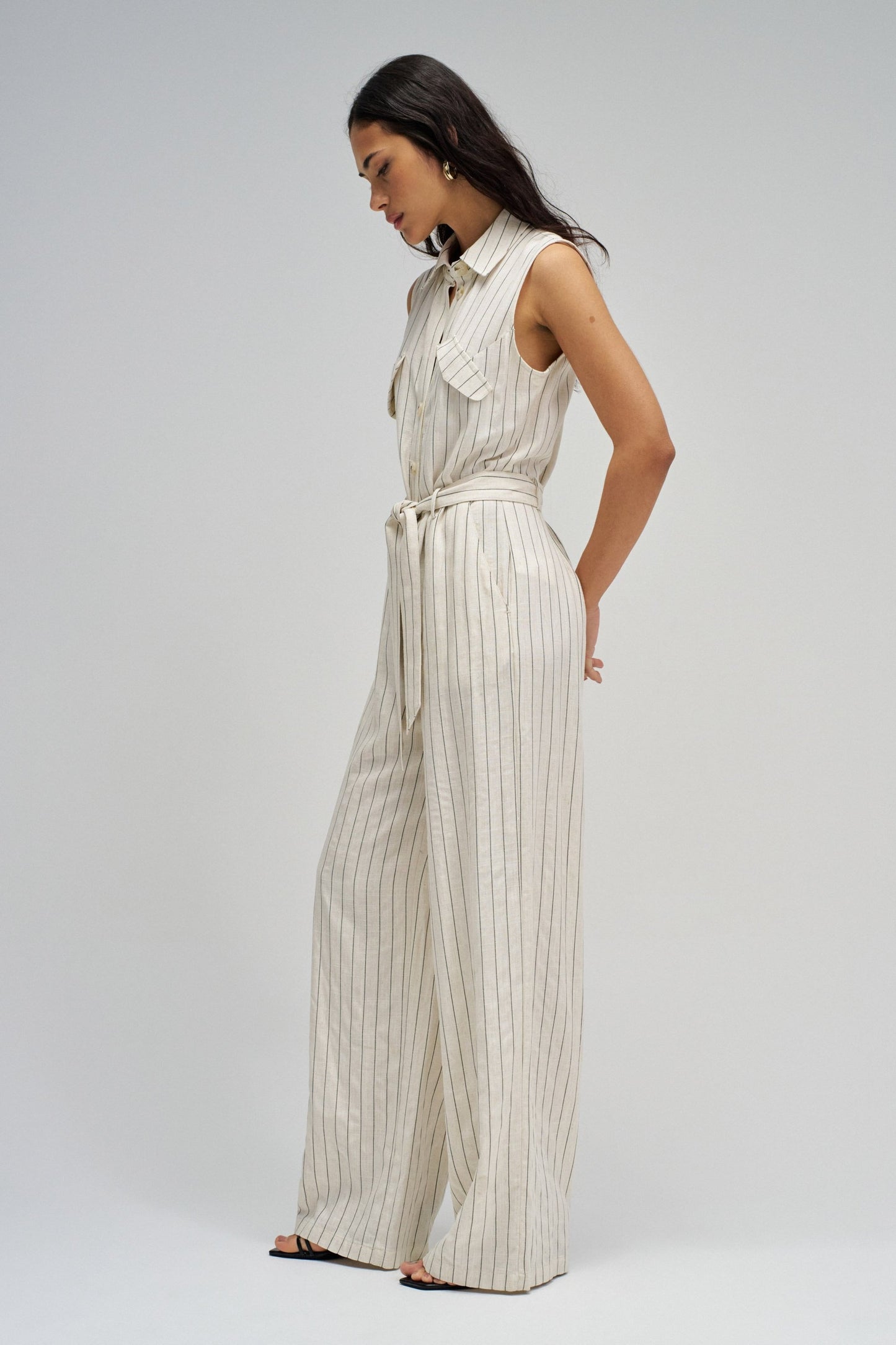 Salsa Jeans Striped Jumpsuit -  Sand