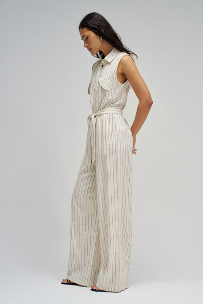 Salsa Jeans Striped Jumpsuit -  Sand