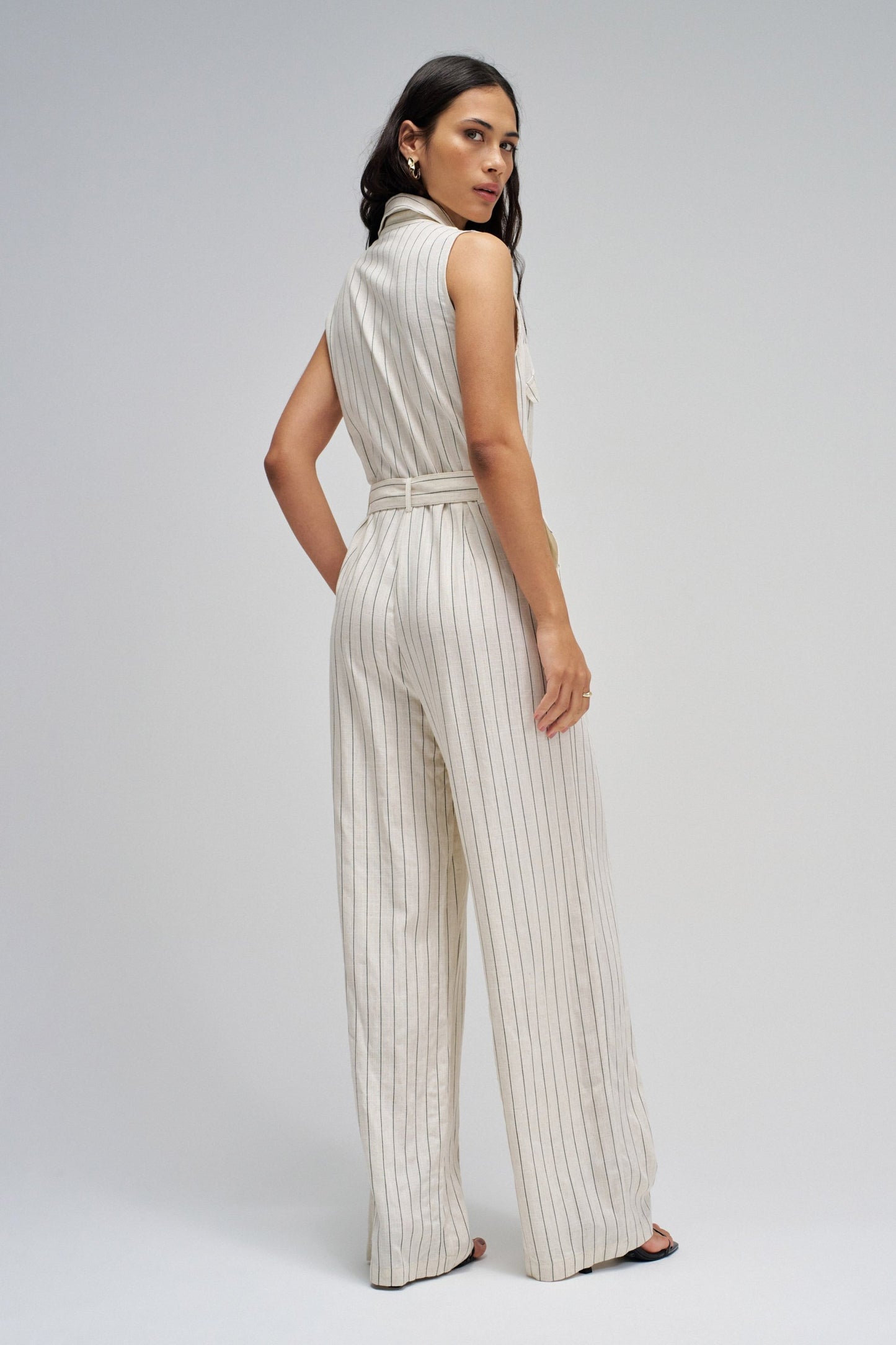 Salsa Jeans Striped Jumpsuit -  Sand