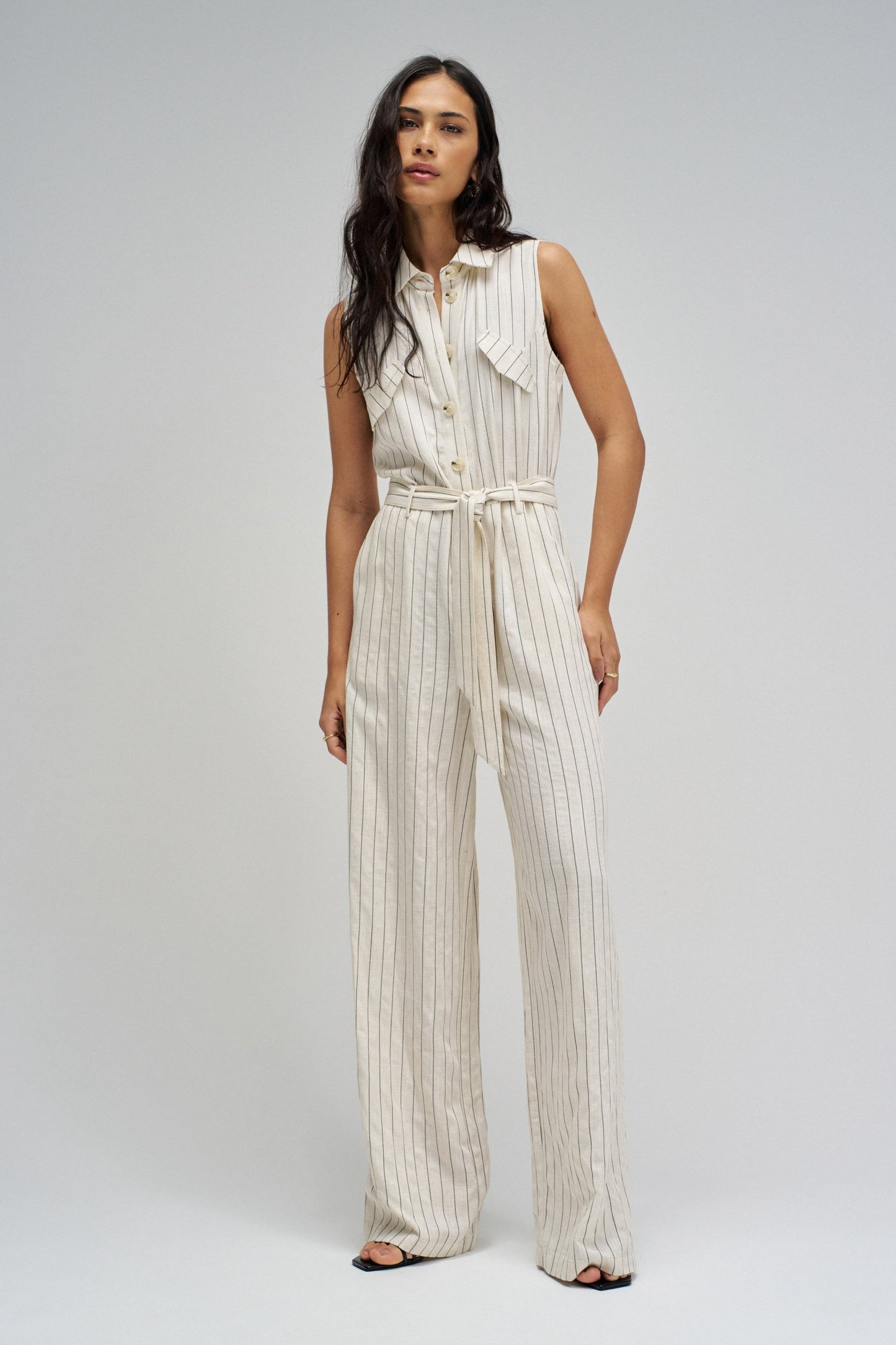 Salsa Jeans Striped Jumpsuit -  Sand