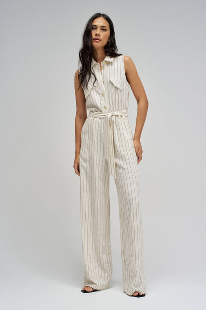 Salsa Jeans Striped Jumpsuit -  Sand